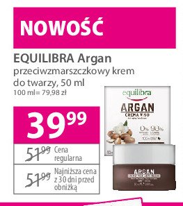 Krem przeciwzmarszczkowy do twarzy arganowy EQUILIBRA ARGAN promocja