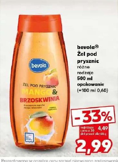 Żel pod prysznic mango-peach Bevola promocja