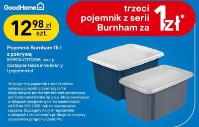 Pojemnik Burnham 15 l z pokrywą GoodHome promocja w Castorama