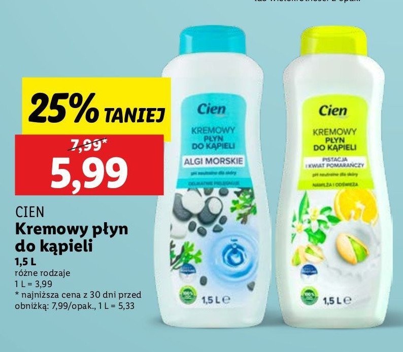 Płyn do kąpieli algi morskie z olejkiem makadamia Cien promocja w Lidl