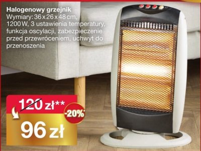 Halogenowy grzejnik 36x26x48cm 1200W promocja w Woolworth