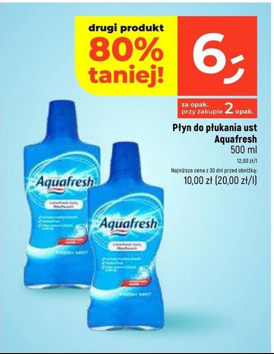 Płyn do płukania jamy ustnej fresh mint AQUAFRESH EXTRA FRESH promocja