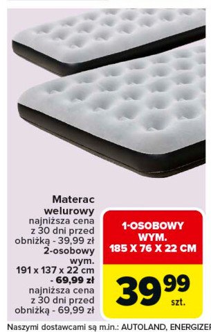 Materac 1 osobowy 185 x 76 x 22 cm promocja w Carrefour Market