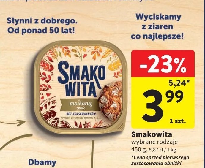Margaryna Smakowita maślany smak promocja w Intermarche