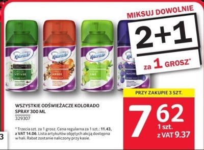 Odświeżacze Kolorado Spray różne rodzaje promocja w Selgros