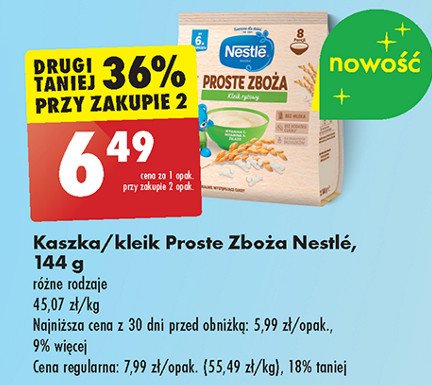 Kleik ryżowy Nestle proste zboża promocja w Biedronka