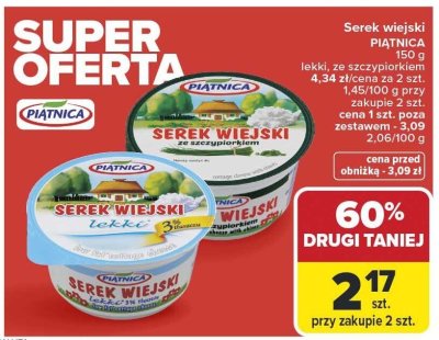 Serek wiejski Piątnica 150 g lekki, ze szczypiorkiem promocja w Carrefour Market