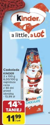 Czekolada KINDER 2 x 100 g promocja w Carrefour