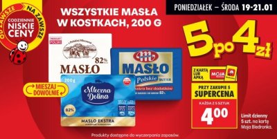 Masło w kostkach 200 g, różne rodzaje promocja w Biedronka