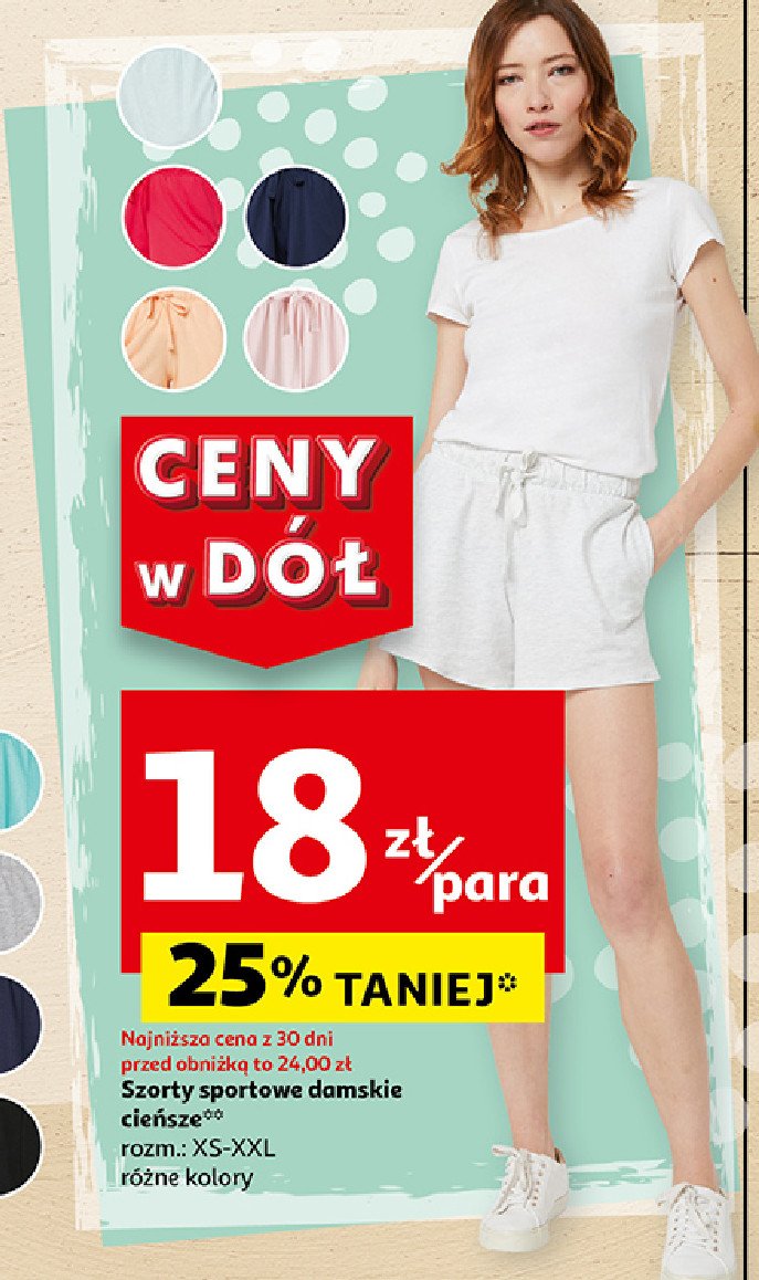 Szorty damskie sportowe xs-xxl Auchan inextenso promocja