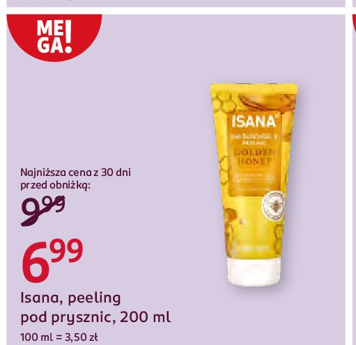 Peeling pod prysznic golden honey Isana promocja w Rossmann