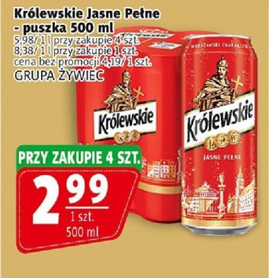 Piwo Królewskie jasne Pełne - puszka promocja w Prim Market