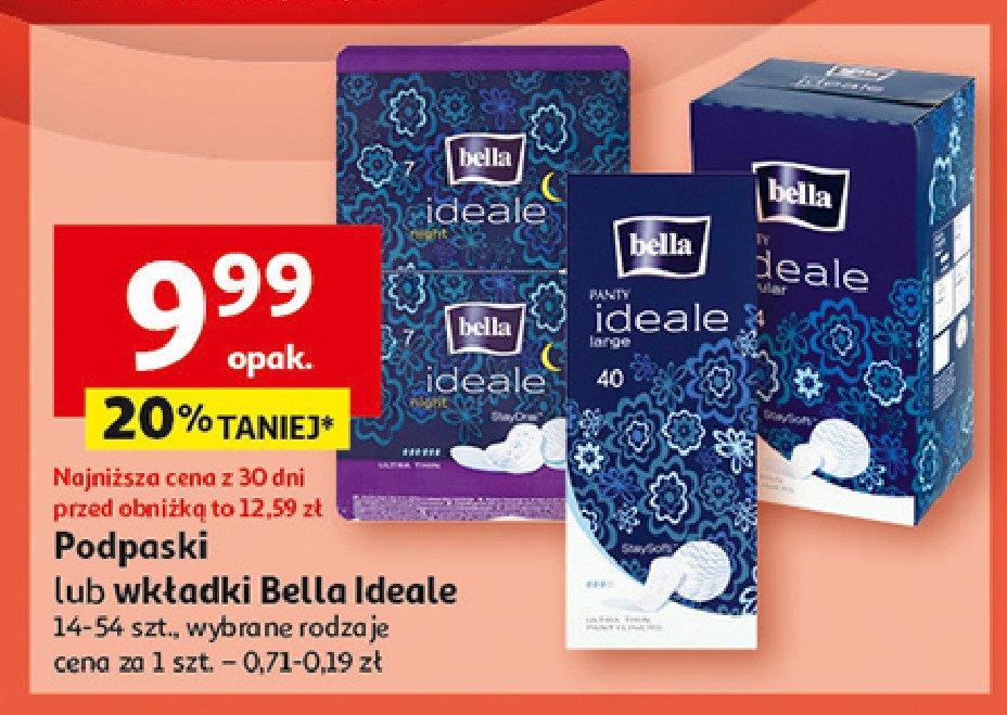 Podpaski ultra thin night Bella ideale promocja w Auchan