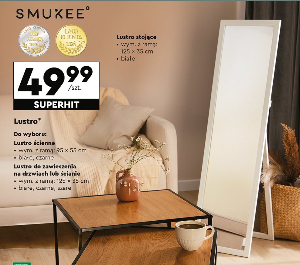 Lustro ścienne 95 x 55 cm Smukee home promocja w Biedronka