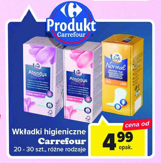 Wkładki higieniczne long Carrefour soft promocja