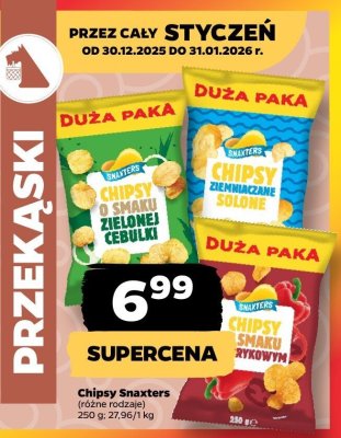 Chipsy Snaxters (różne rodzaje) zielonej cebulki/solone/smaku ziołowym promocja w Netto