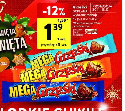 Wafelek kakaowy w czekoladzie deserowej Grze艣ki mega promocja