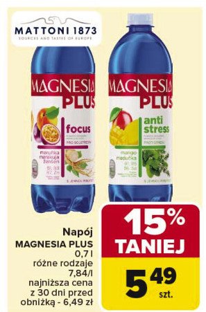 Napój focus Magnesia plus promocja w Carrefour Market