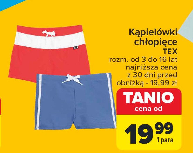 Kąpielówki chłopięce 3-16 lat Tex promocja