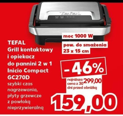 Grill kontaktowy i opiekacz Inicio Compact GC270D promocja w Kaufland