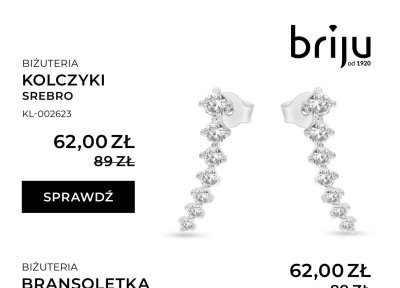 Kolczyki srebrne promocja w Briju