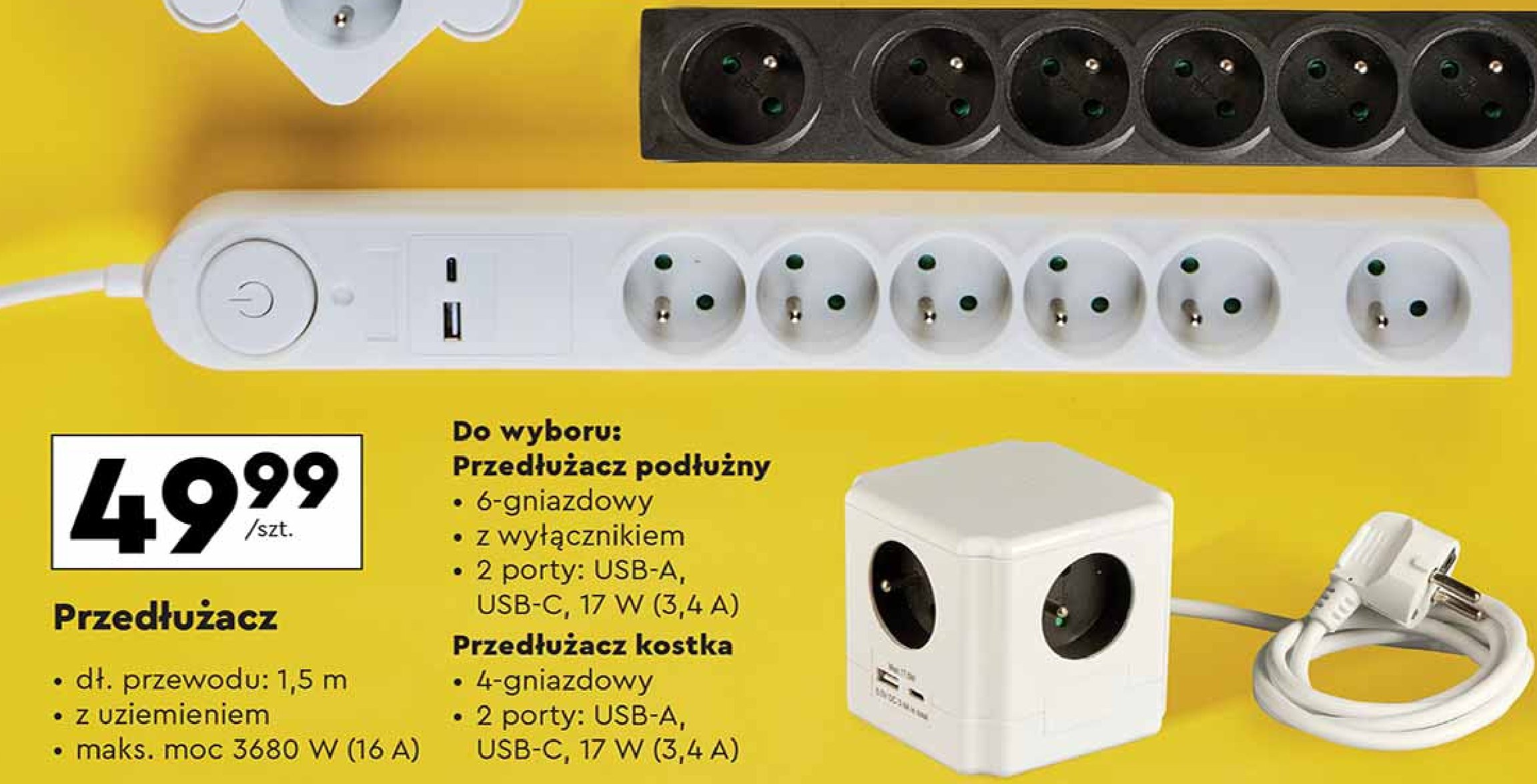 Przedłużacz z włącznikiem 1.5 m Hykker promocja