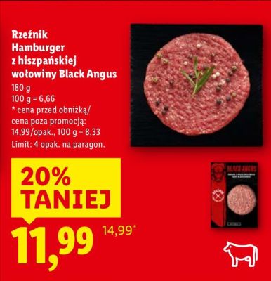 Hamburger z hiszpańskiej wołowiny Black Angus  promocja w Lidl