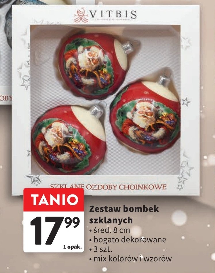 Bombki dekorowane 80 cm Vitbis promocja w Intermarche