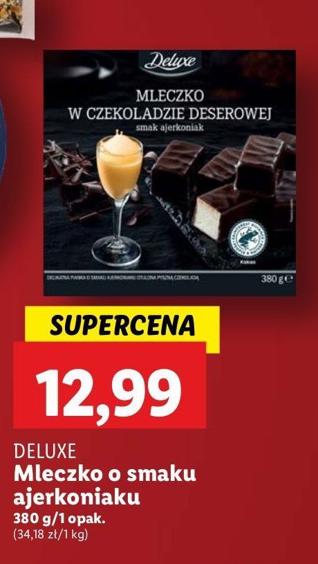 Mleczko w czekoladzie deserowej ajerkoniak Deluxe promocja