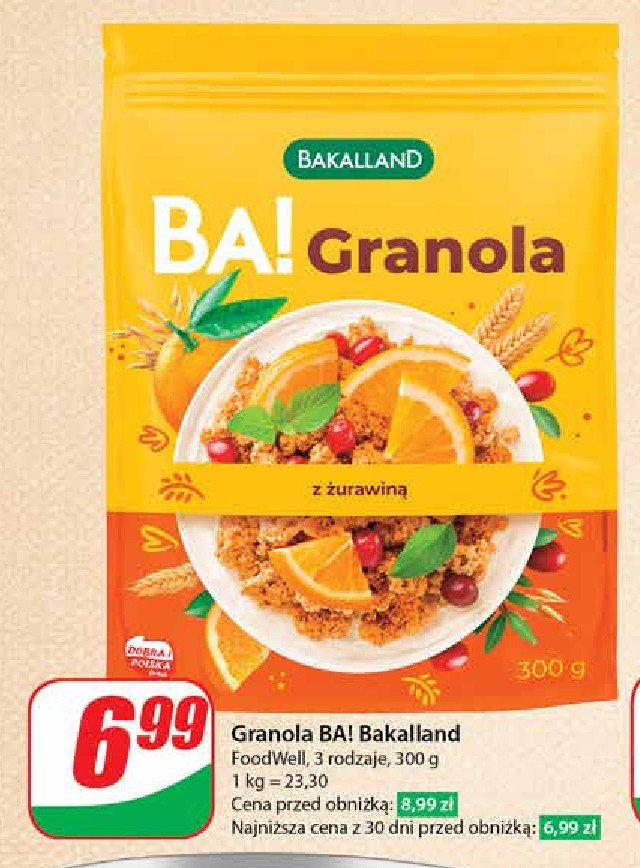 Granola z żurawiną Bakalland ba! promocja w Dino