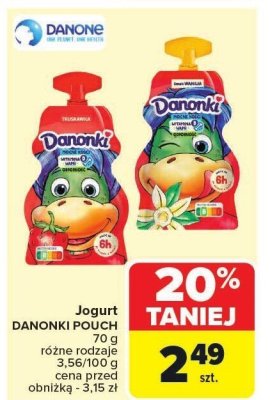 Jogurt DANONKI POUCH różne rodzaje promocja w Carrefour Market