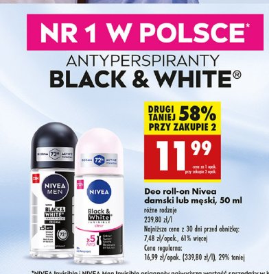 Antyperspirant original Nivea men invisible black & white promocja