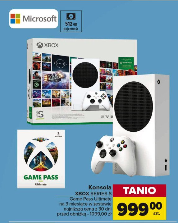 Konsola 512 gb + 2 kontrolery + 1m xbox game pass ultimate Xbox series s promocja