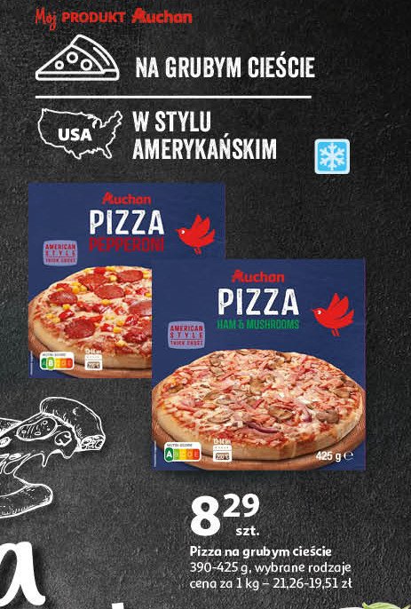Pizza z szynką i pieczarkami Auchan promocja