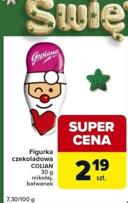 Figurka czekoladowa Golian 30 g mikołaj, bałwanek promocja w Globi