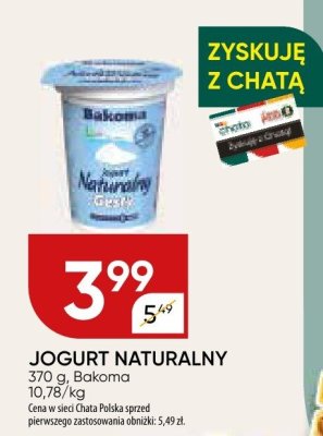 Jogurt naturalny Bakoma promocja w Chata Polska