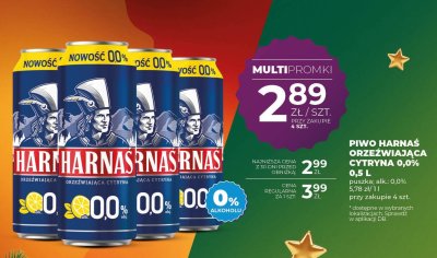 Piwo Harnaś orzeźwiająca cytryna 0,0% 0,5 L promocja w Duży Ben