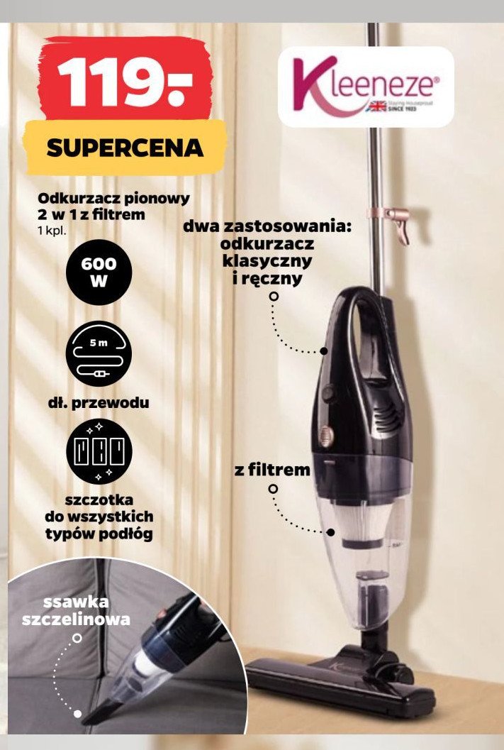 Odkurzacz pionowy 2w1 Kleeneze promocja w Netto