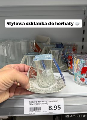 Szklanka do herbaty z spodkiem 300 ml, różne warianty promocja w Action