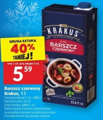 Barszcz czerwony Krakus 1 l promocja w Twój Market