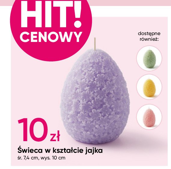 Świeca jajko 7.4 x 10 cm promocja w Pepco