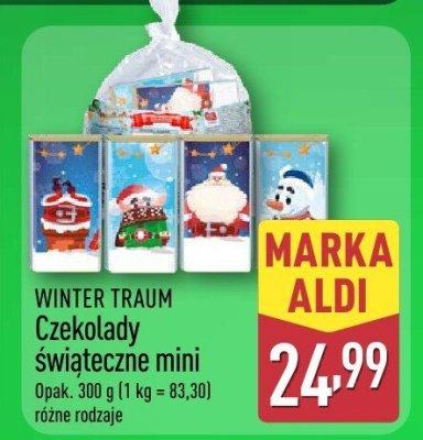 Czekolady świąteczne mini, różne rodzaje promocja w Aldi