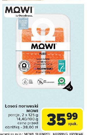 Porcja z łososia ze skórą Mowi promocja w Carrefour Market