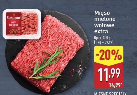 Mięso mielone wołowe Sokołów promocja w Aldi