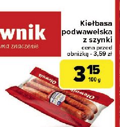 Kiełbasa podwawelska z szynki Olewnik promocja w Carrefour