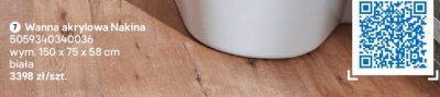 Wanna akrylowa Nakina promocja w Castorama