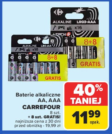 Baterie alkaliczne aaa Carrefour promocja w Carrefour