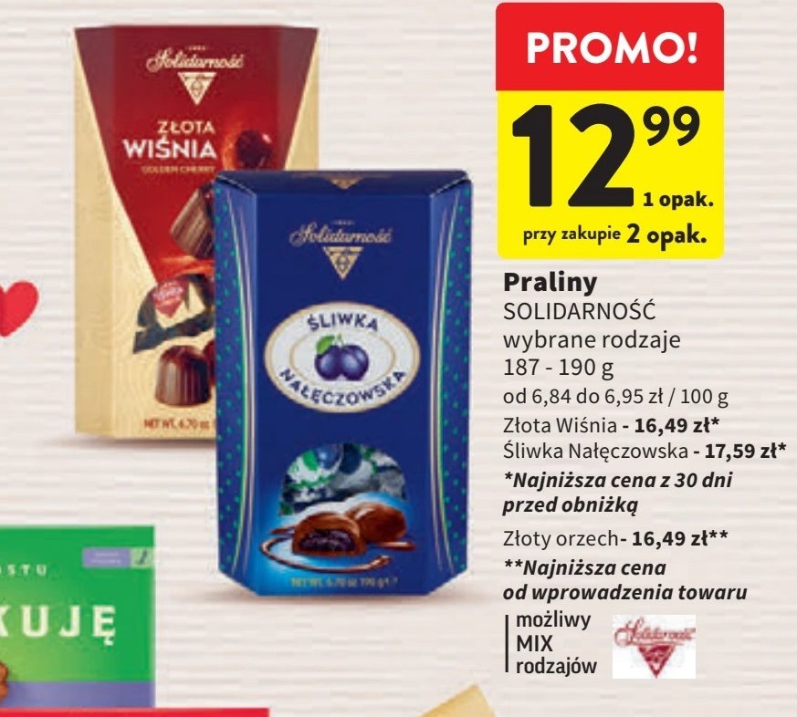 Bombonierka Solidarność złoty orzech promocja w Intermarche