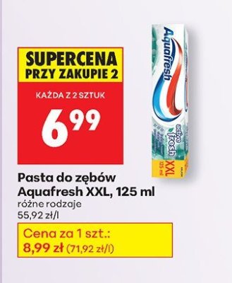 Pasta do zębów Aquafresh XXL, 125 ml różne rodzaje promocja w Biedronka
