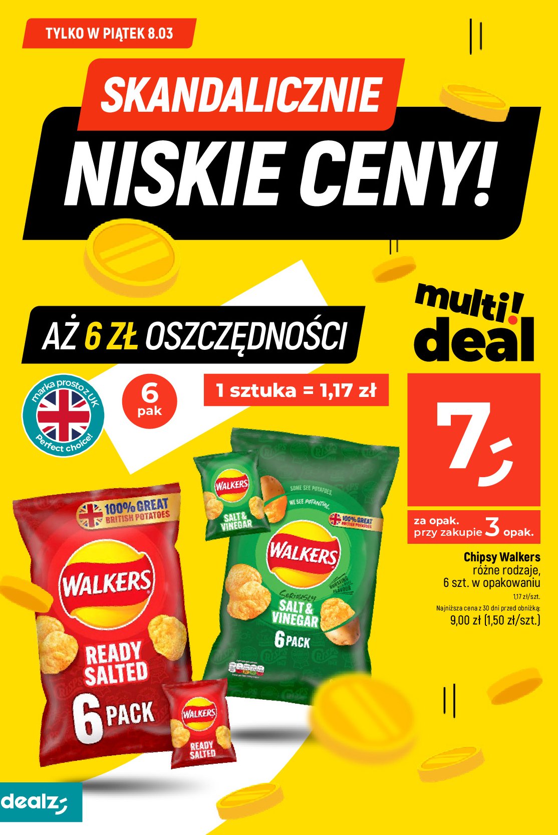 Chipsy ready salted WALKERS FRITO LAY WALKERS promocja
